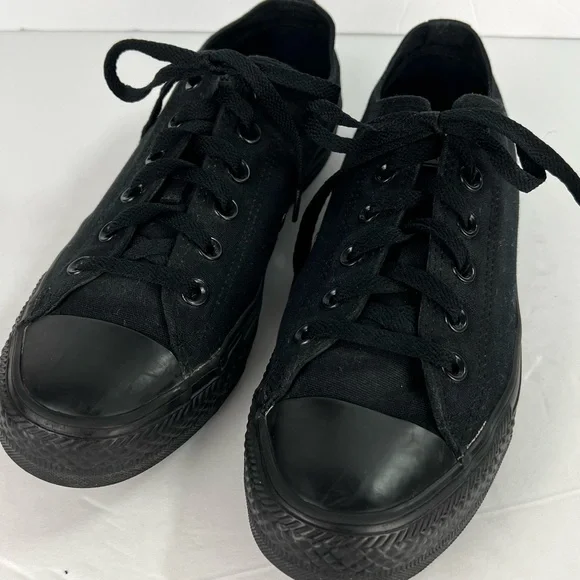 Converse All Star Chuck Taylor Low Sneakers sz 9.5W 7.5M Black on Black Casual - Picture 2 of 12
